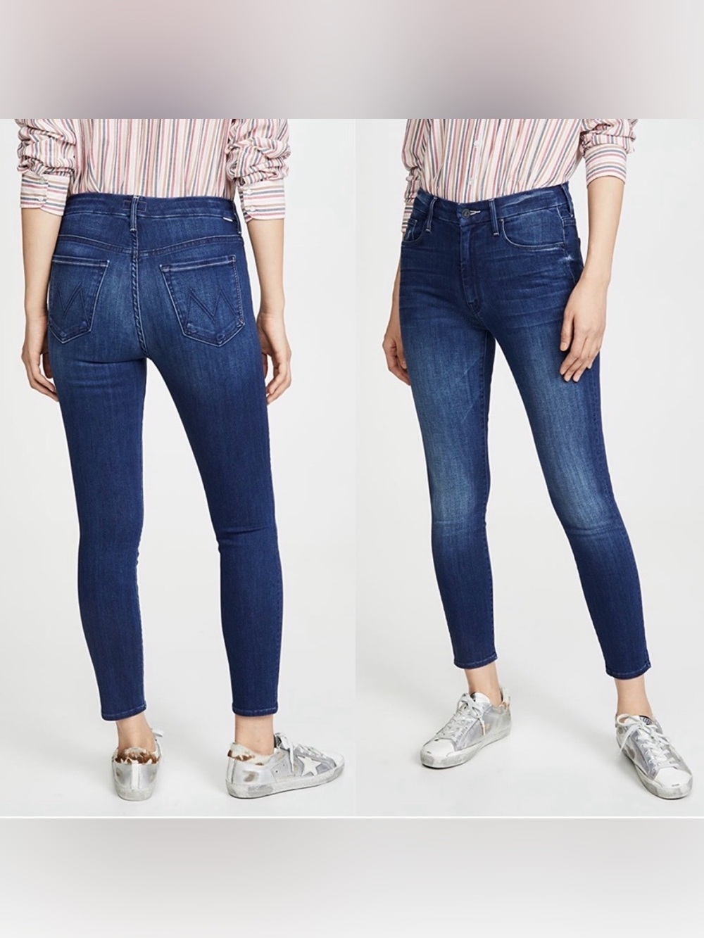 Mother Blue Jeans High Waisted Looker Ankle in The Road to Paradise Size 27